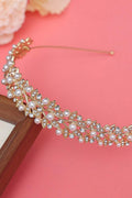 Gold Pearl Leaf Vine Bridal Headband Rhinestone Wedding Headband