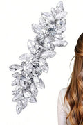 Crystal Leaf Rhinestone Silver Bridal Hair Barrette Wedding Hair Clip