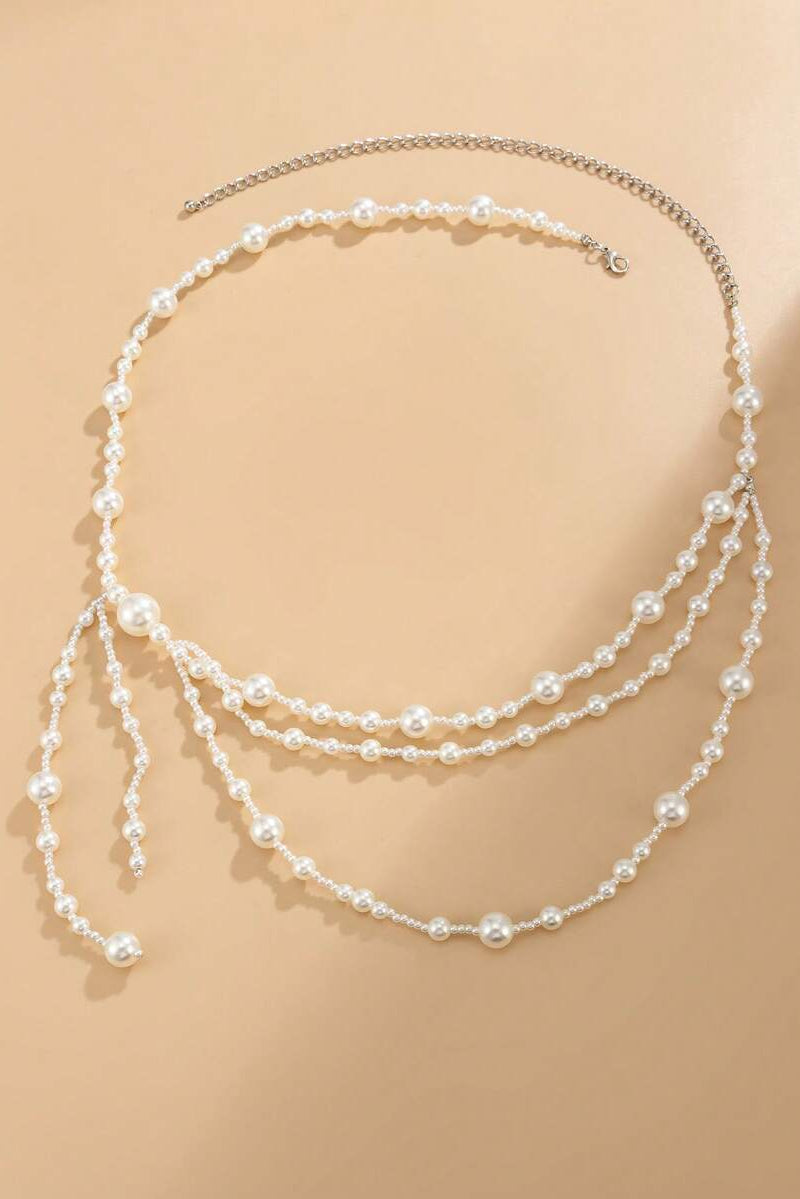 Multi-Layer Pearl Body Chain Tassel Pearl Waist Bikini Jewelry