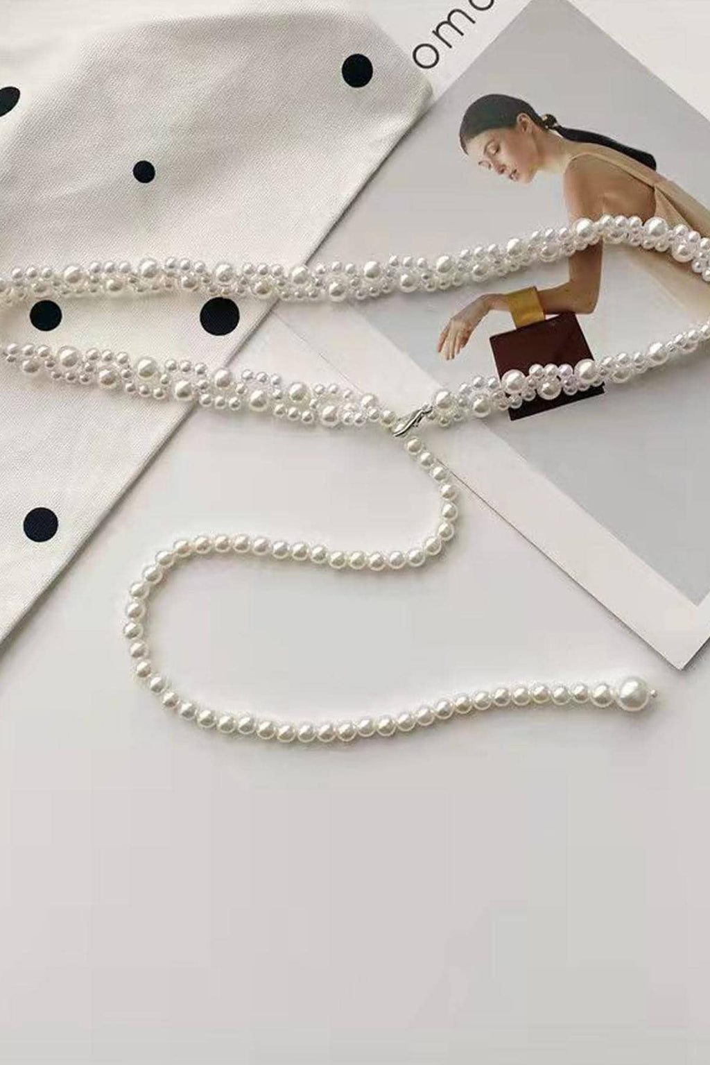 White Multi-Layer Pearl Waist Chain Adjustable Pearl Belt Bridal Formal Dress Accessory