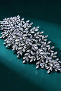 Large Crystal Leaf Vine Bridal Hair Comb Silver Rhinestone Wedding Hair Comb