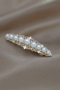 Vintage Filigree Pearl Rhinestone Gold Hair Barrette Bridal Hair Clip
