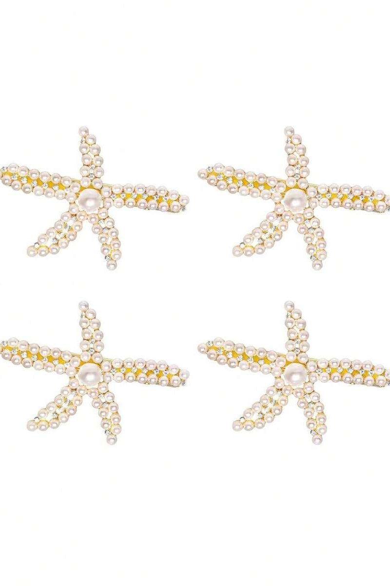Pearl Starfish Hair Clip Rhinestone Star Alligator Hair Barrette
