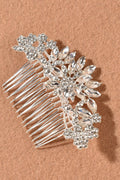 Crystal Floral Rhinestone Bridal Hair Comb Silver Wedding Side Hair Comb