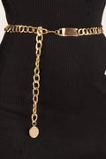 Gold Coin Tassel Chain Waist Belt Adjustable Chunky Metal Waist Chain for Women