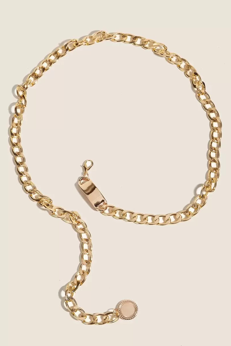 Gold Coin Tassel Chain Waist Belt Adjustable Chunky Metal Waist Chain for Women