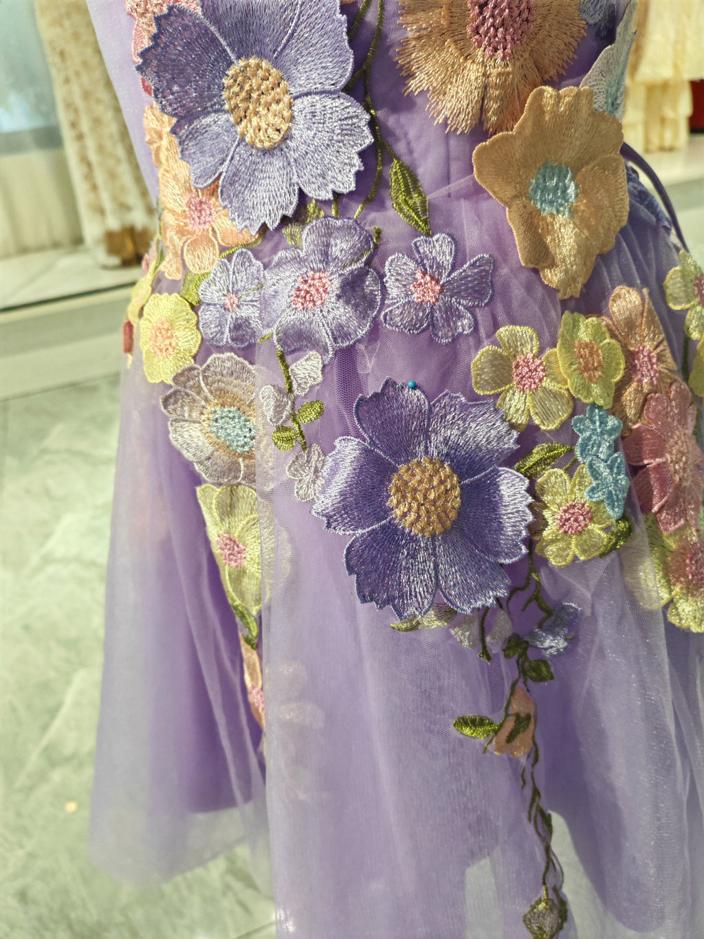 Lavender Tulle A-Line Sweetheart Lace-Up Back Above Knee Dress