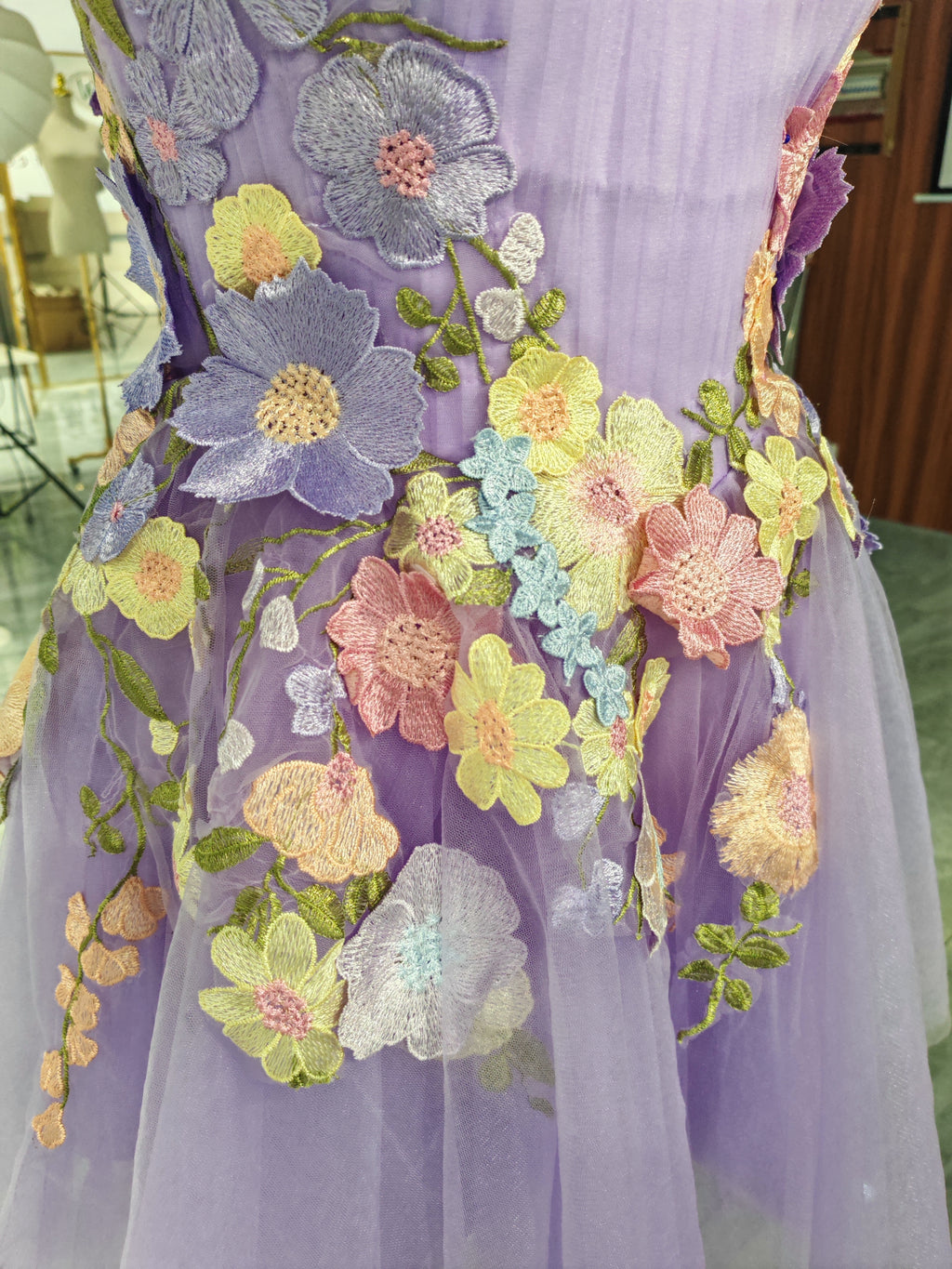 Lavender Tulle A-Line Sweetheart Lace-Up Back Above Knee Dress