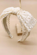 Cream Lace Knotted Headband Vintage Floral Lace Bridal Hair Band