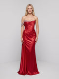 Red Glitter Trumpet One Shoulder Backless Floor-Length Dress with Beaded Draped Sleeve