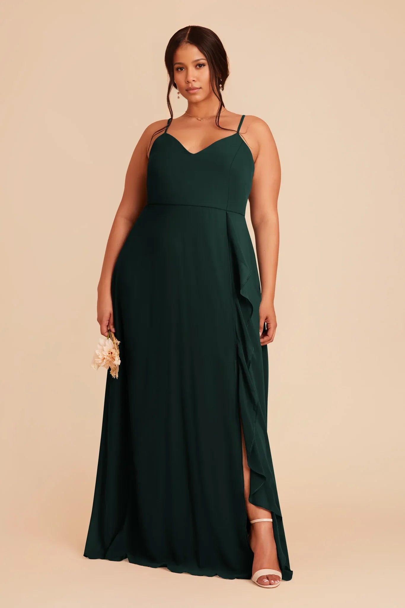 Bargain A-Line V Neck Sleeveless Chiffon Slit Maxi Bridesmaid Dress