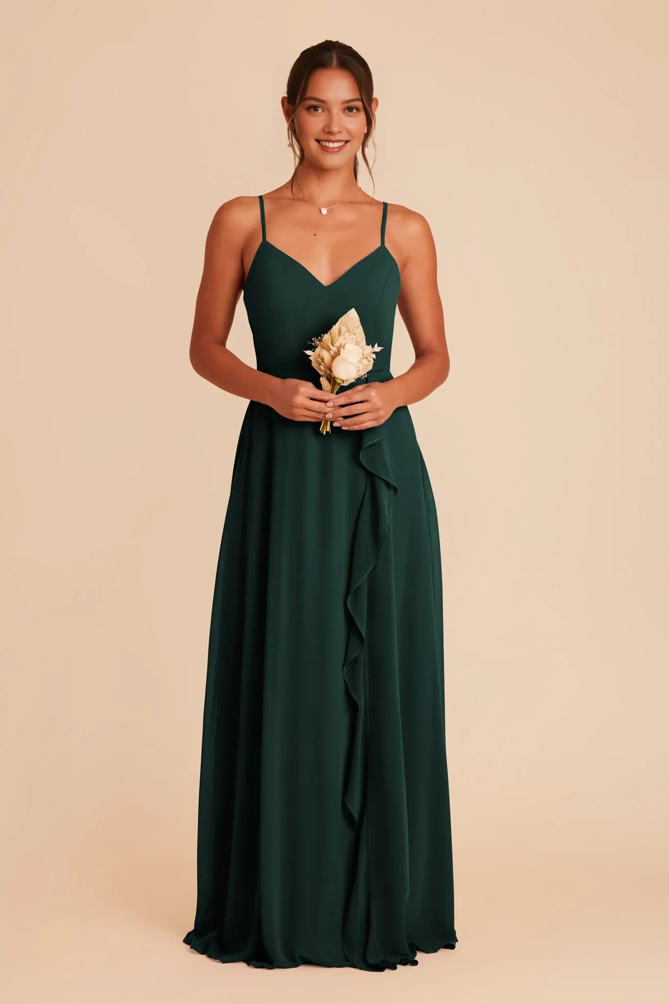 Bargain A-Line V Neck Sleeveless Chiffon Slit Maxi Bridesmaid Dress