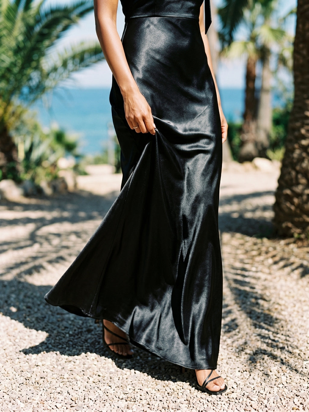 Black Satin Sheath One Shoulder Side Zip Floor-Length Bridesmaid Dress