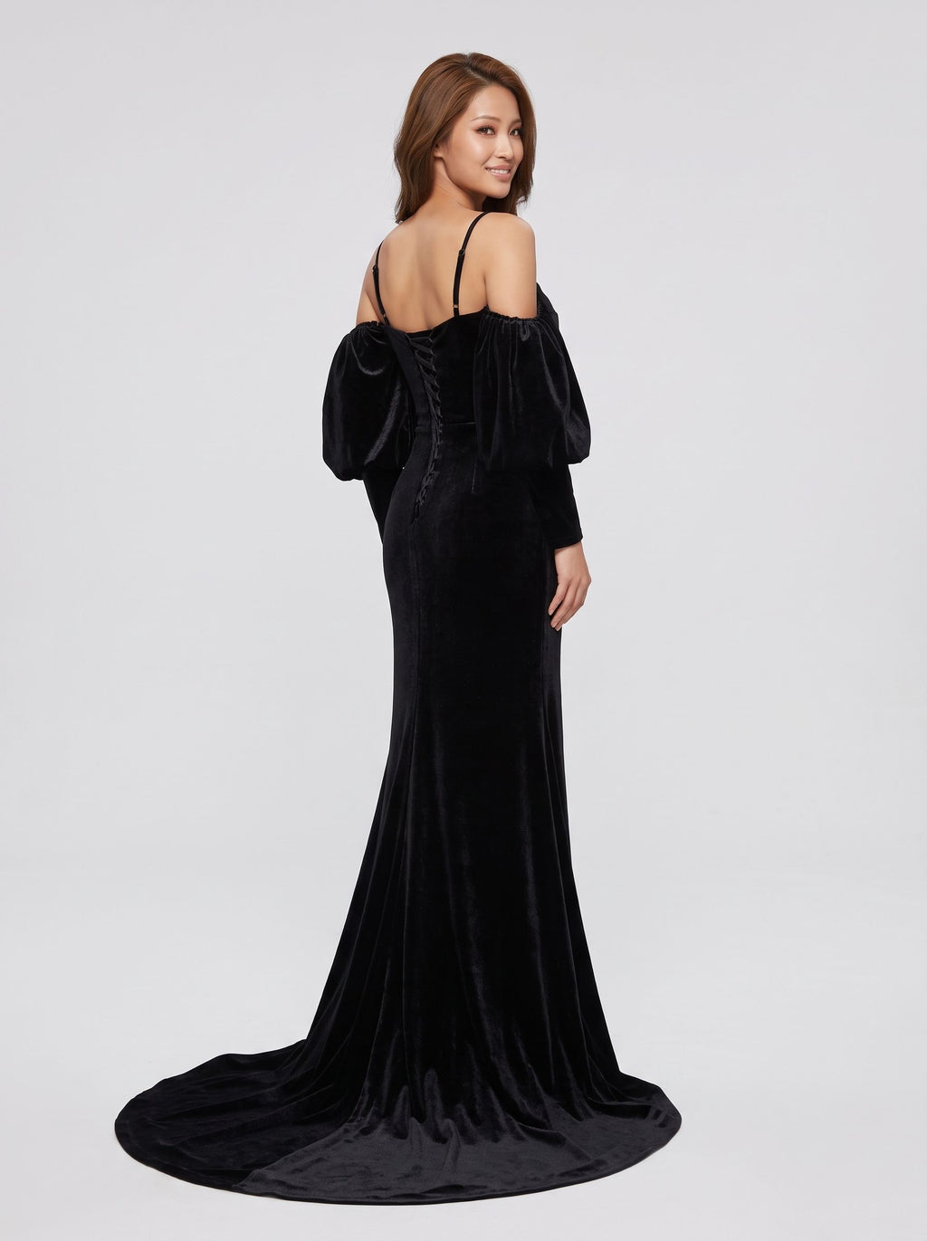 Black Velvet A-Line Sweetheart Lace-up Floor-Length Dress