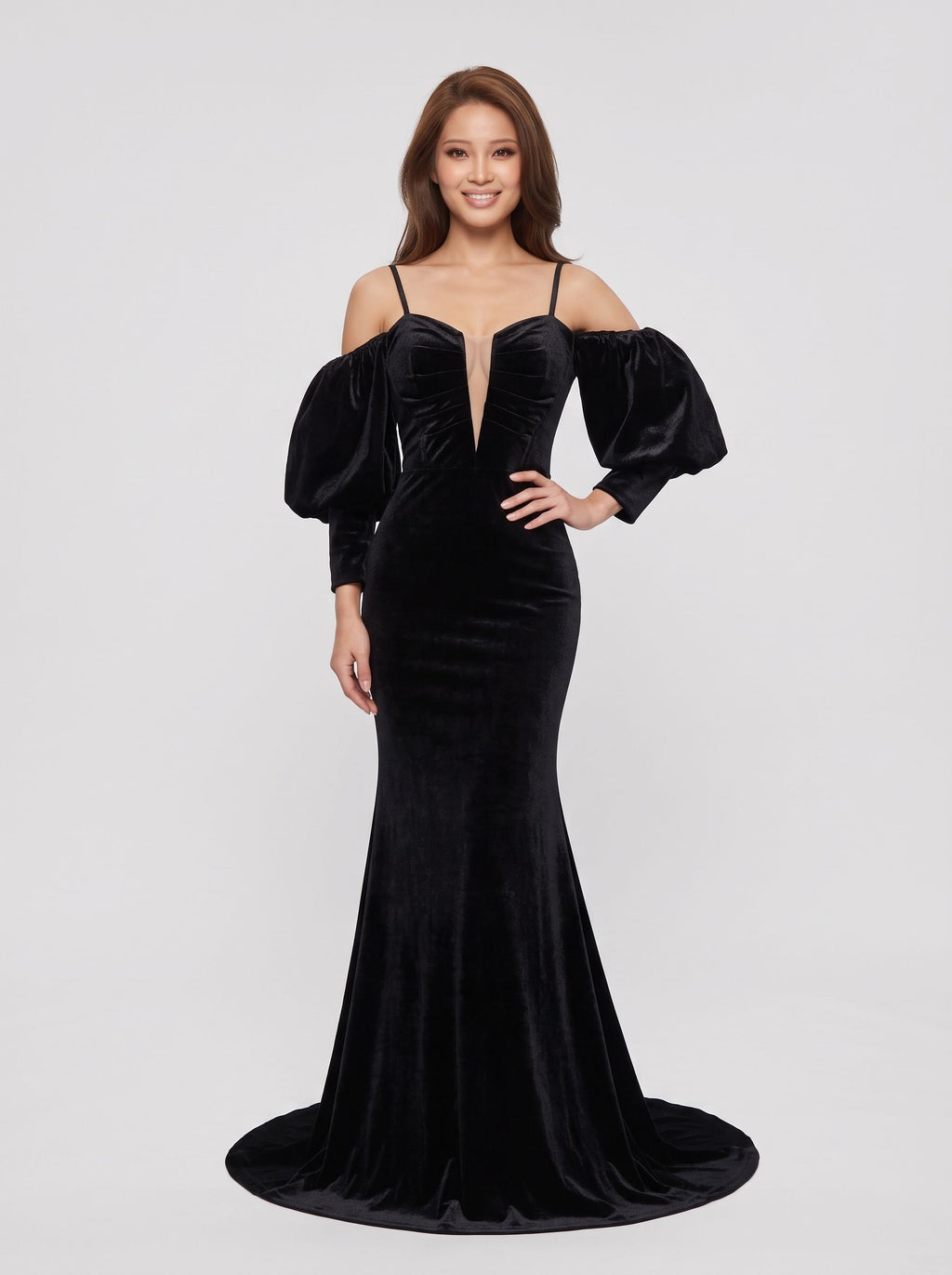 Black Velvet A-Line Sweetheart Lace-up Floor-Length Dress