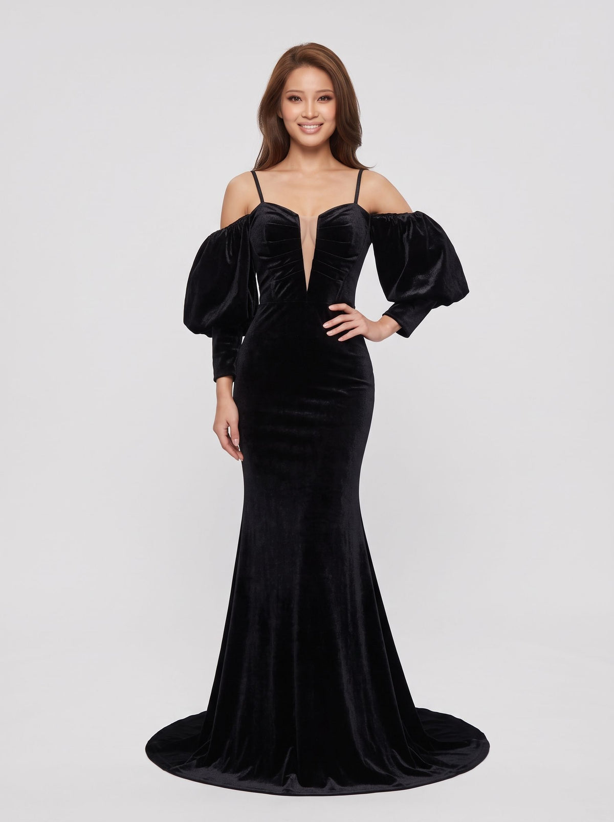 Black Velvet A-Line Sweetheart Lace-up Floor-Length Dress