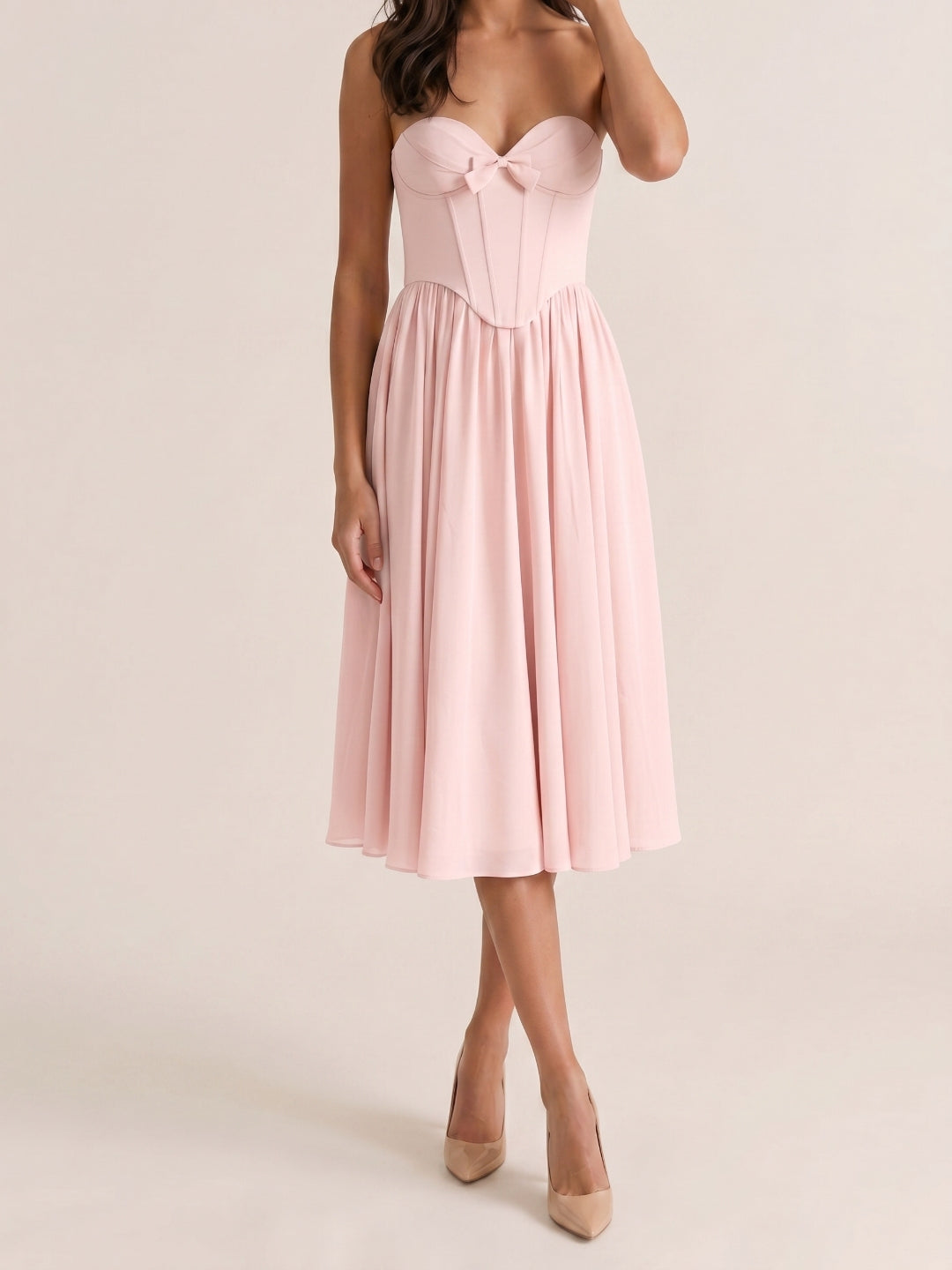 Blushing Pink Chiffon A-Line Sweetheart Back Zip Short Homecoming Dress with Pleating