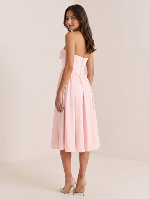 Blushing Pink Chiffon A-Line Sweetheart Back Zip Short Homecoming Dress with Pleating