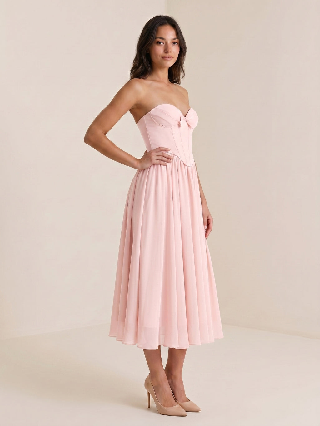 Blushing Pink Chiffon A-Line Sweetheart Back Zip Short Homecoming Dress with Pleating