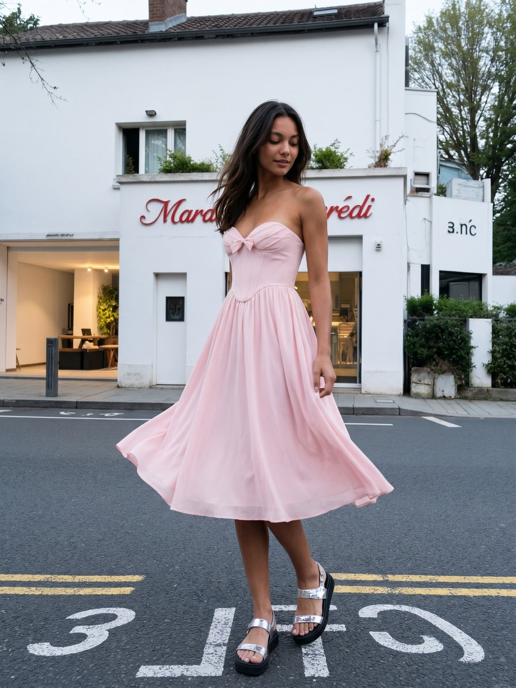 Blushing Pink Chiffon A-Line Sweetheart Back Zip Short Homecoming Dress with Pleating