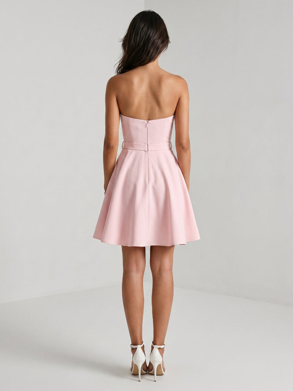 Blushing Pink Matte Satin A-Line Sweetheart Back Zip Short Homecoming Dress with Pleating