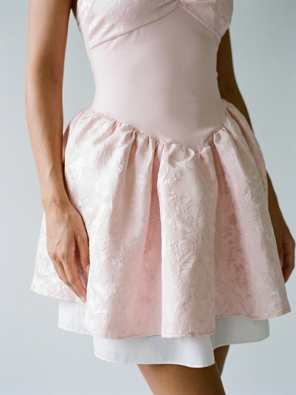 Blushing Pink Satin A-Line Halter Neckline Backless Short Homecoming Dress with Pleating