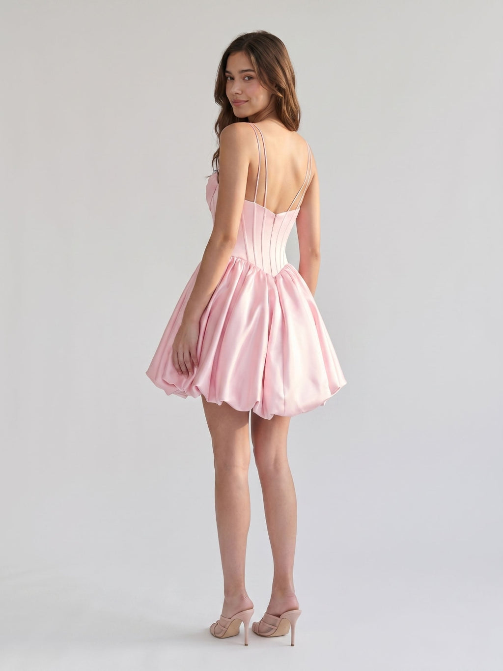 Blushing Pink Satin A-Line Sweetheart Short Homecoming Dress with Beading