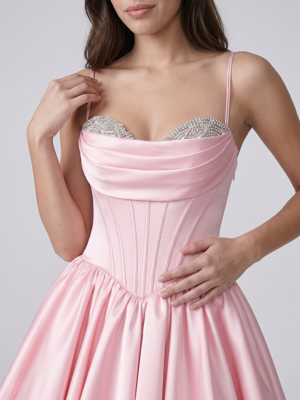 Blushing Pink Satin A-Line Sweetheart Short Homecoming Dress with Beading
