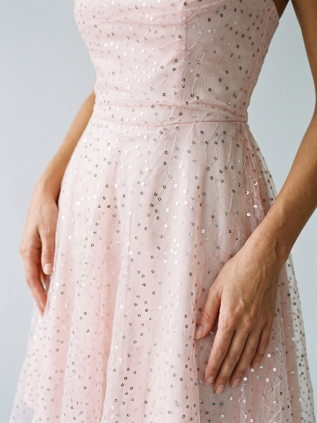 Blushing Pink Tulle A-Line Cowl Neck Back Zip Short Homecoming Dress with Sequins