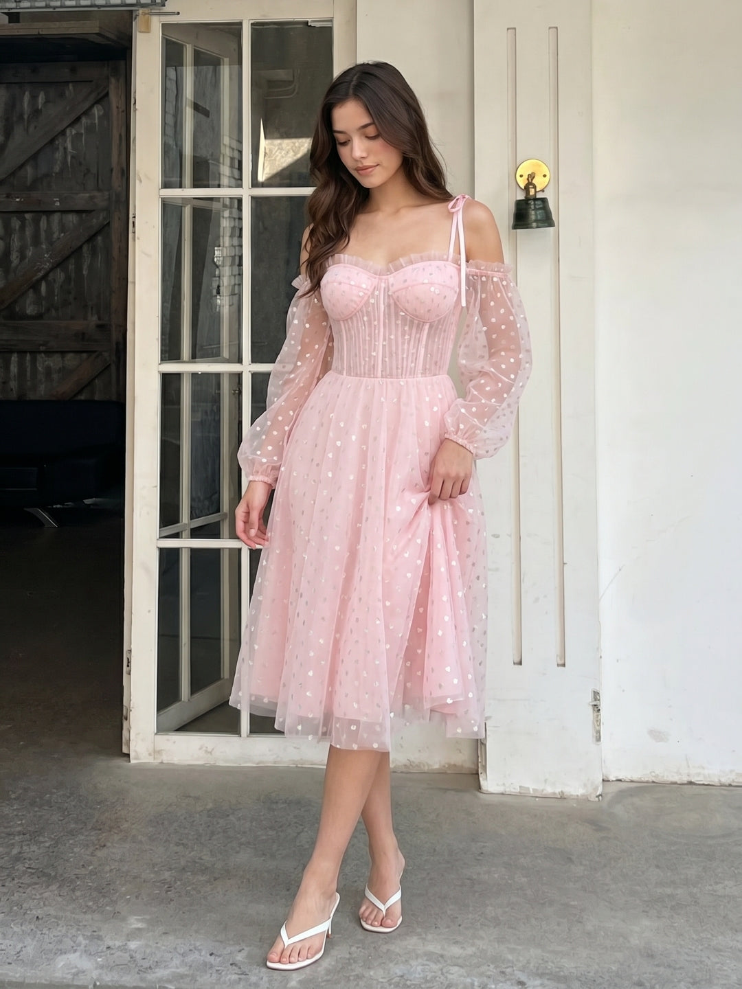 Blushing Pink Tulle A-Line Sweetheart Back Zip Short Homecoming Dress with Sequins