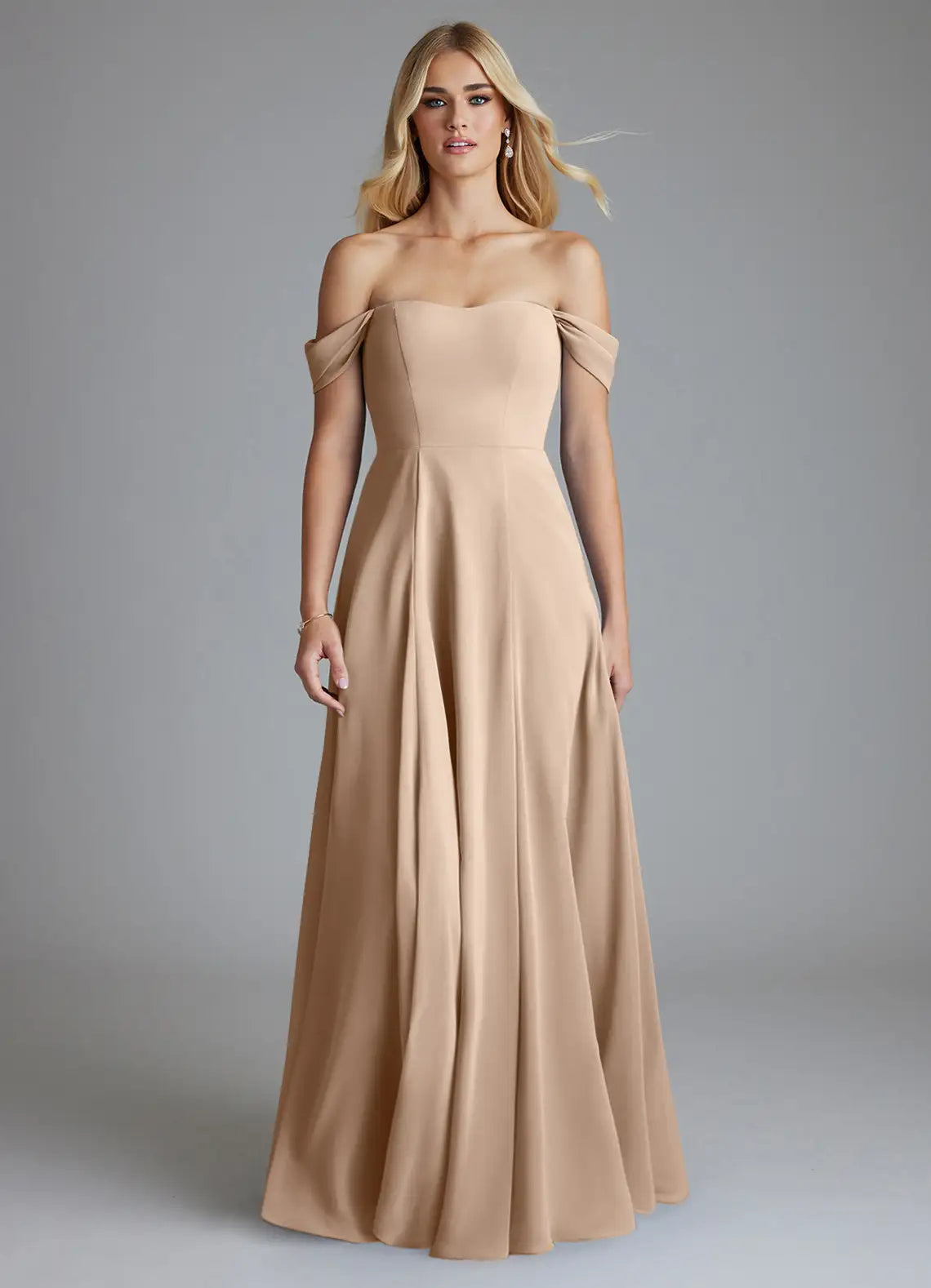 Bridesmaid Dresses Elegant Satin Off-Shoulder Sweetheart Neckline A-Line Floor-Length Gown