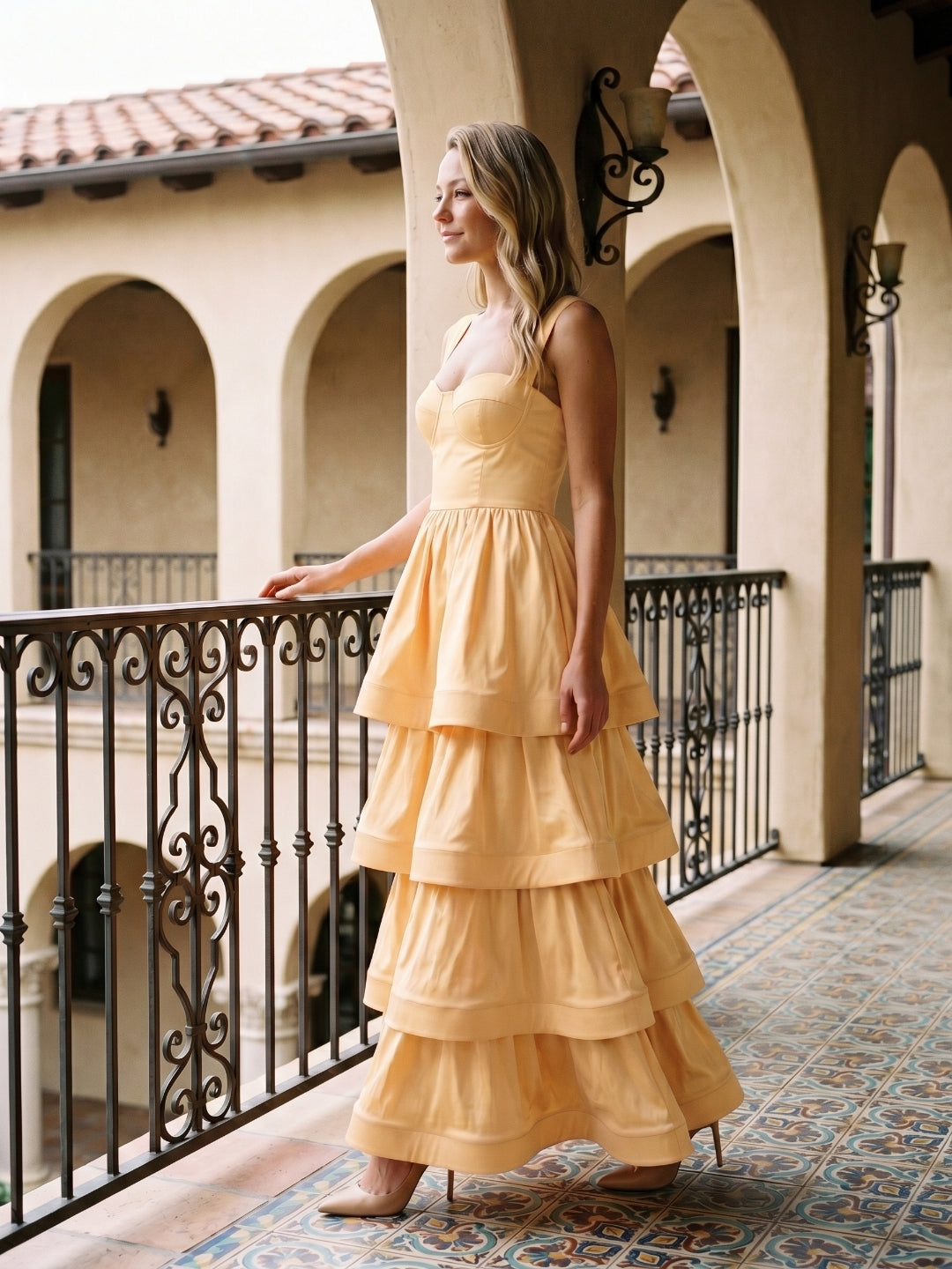 Butter Matte Satin A-Line Square Neck Floor-Length Prom Dress