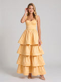 Butter Matte Satin A-Line Square Neck Floor-Length Prom Dress
