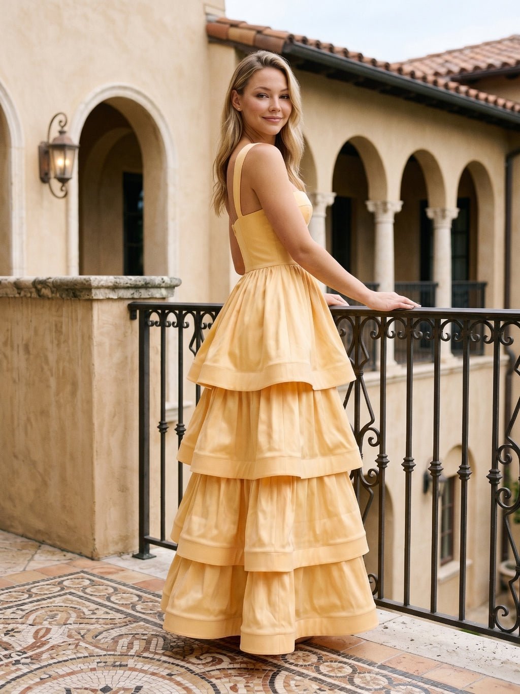 Butter Matte Satin A-Line Square Neck Floor-Length Prom Dress