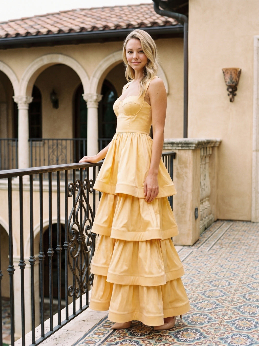 Butter Matte Satin A-Line Square Neck Floor-Length Prom Dress