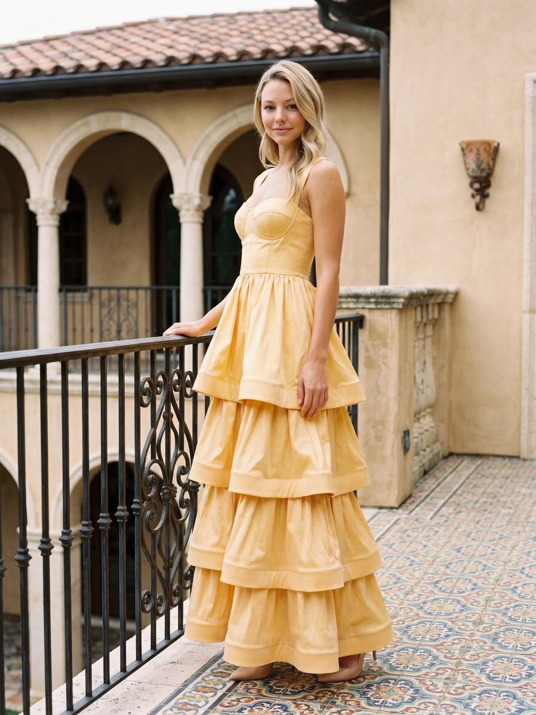 Butter Matte Satin A-Line Square Neck Floor-Length Prom Dress