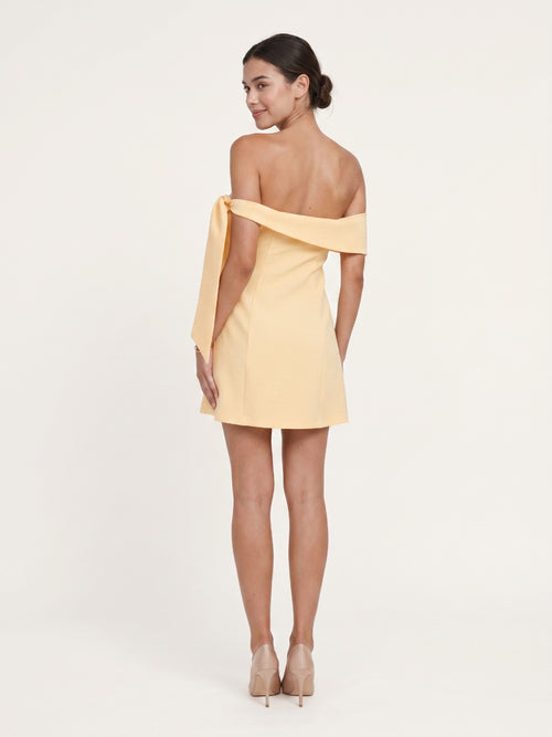 Butter Stretch Knit A-Line Off-the-Shoulder Backless Short Bridesmaid Dress