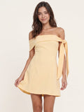 Butter Stretch Knit A-Line Off-the-Shoulder Backless Short Bridesmaid Dress