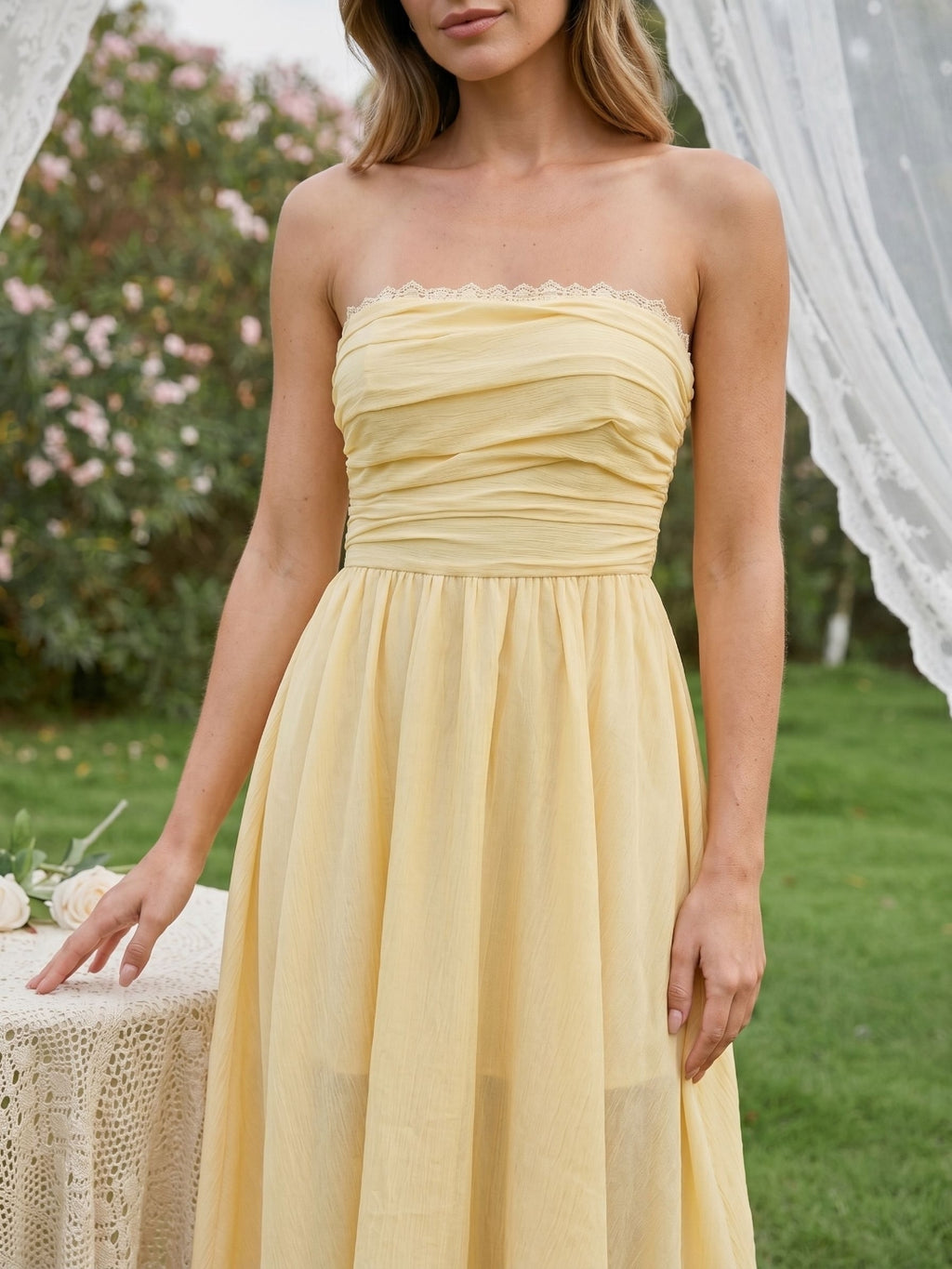 Butter Stretch Knit A-Line Straight Neck Back Zip Asymmetrical Evening Dress