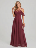 Coquette Cabernet Chiffon A-Line Sweetheart Back Zip Ankle-Length Bridesmaid Dress