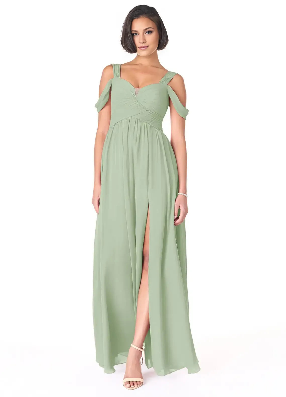 Charming A-Line Chiffon Sweetheart Cold Shoulder Square Back Floor Length Bridesmaid Dress