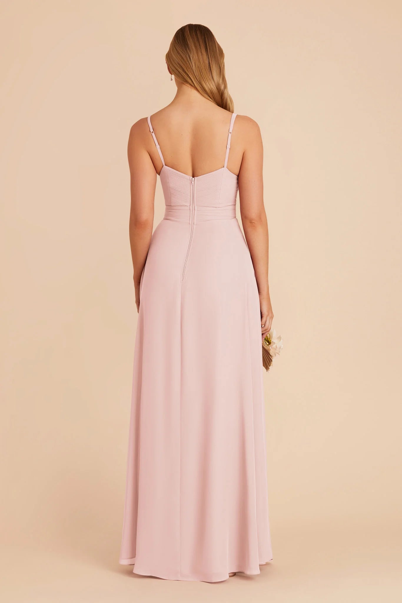 Charming A-Line Chiffon V Neck Spaghetti Strap Zipper Back Floor Length Bridesmaid Dress