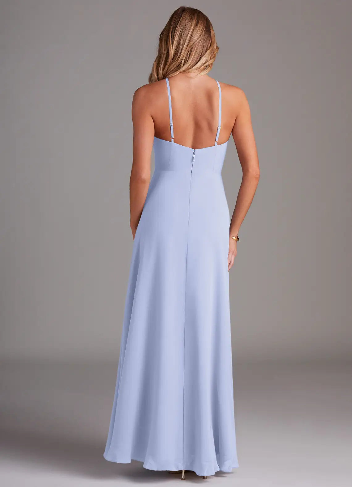 Chic A-Line Cross Halter Neck Sleeveless Open Back Floor Length Bridesmaid Dress