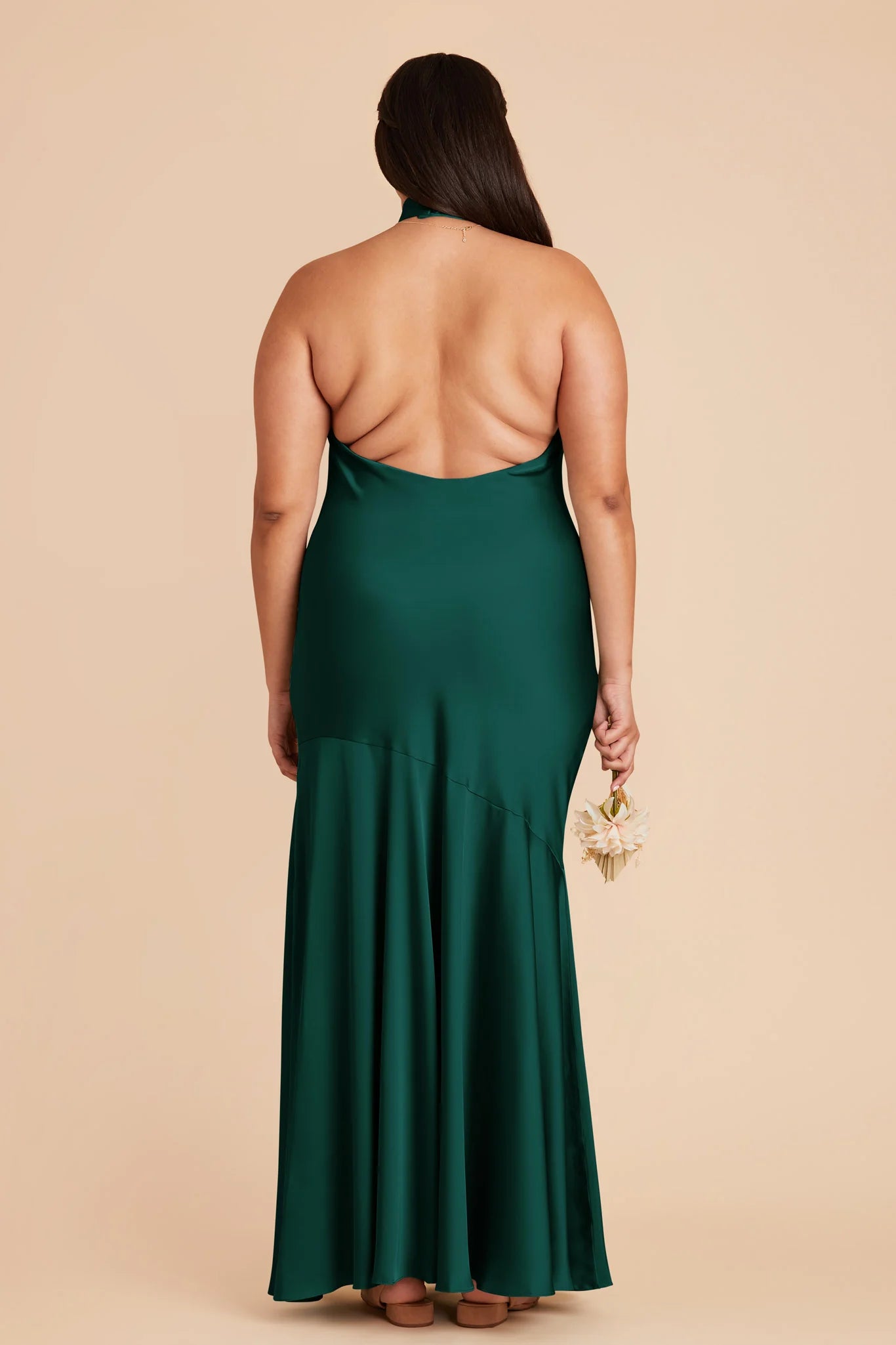 Classic Sheath/Column Halter Neck Sleeveless Satin Pleated Maxi Bridesmaid Dress