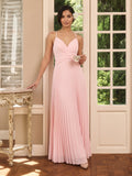 Coquette Blushing Pink Chiffon A-Line Sweetheart Backless Ankle-Length with Pleated Bridesmaid Dress