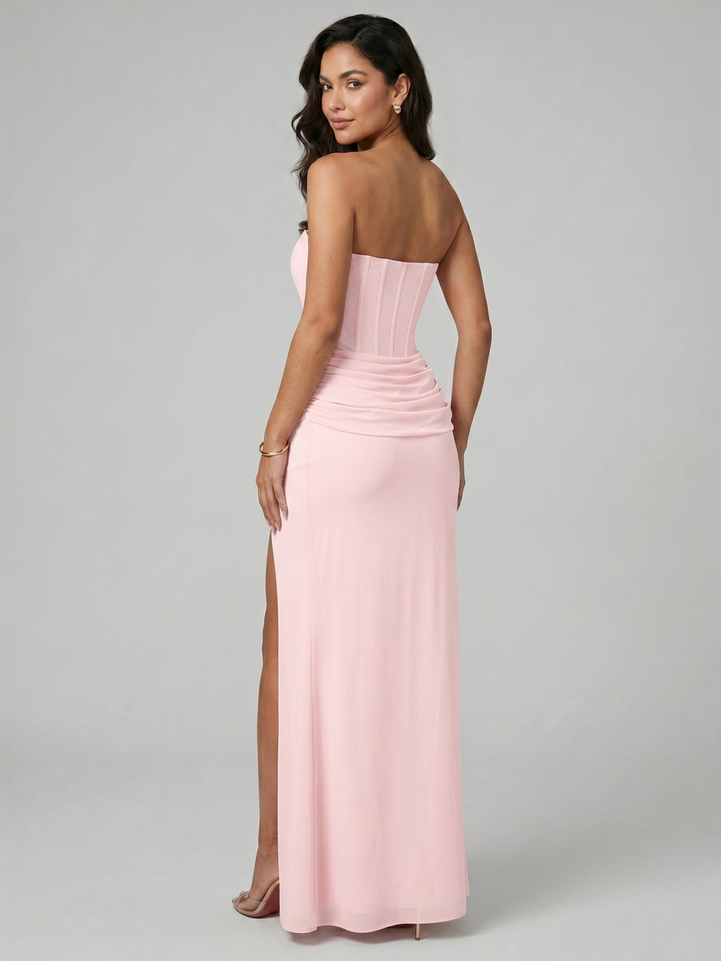 Coquette Blushing Pink Chiffon Trumpet Sweetheart Ankle-Length Bridesmaid Dress