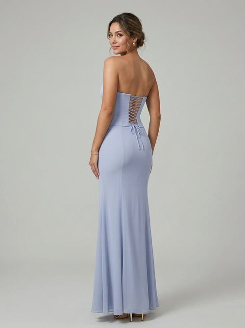 Coquette Mist Chiffon Trumpet Off-the-Shoulder Ankle-Length Bridesmaid Dress
