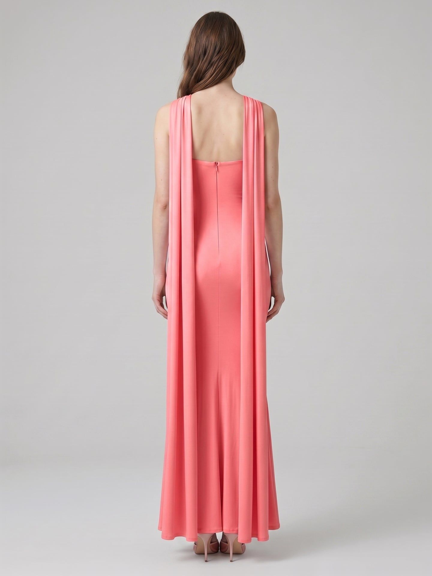 coral satin bridesmaid dresses KissProm main image 0