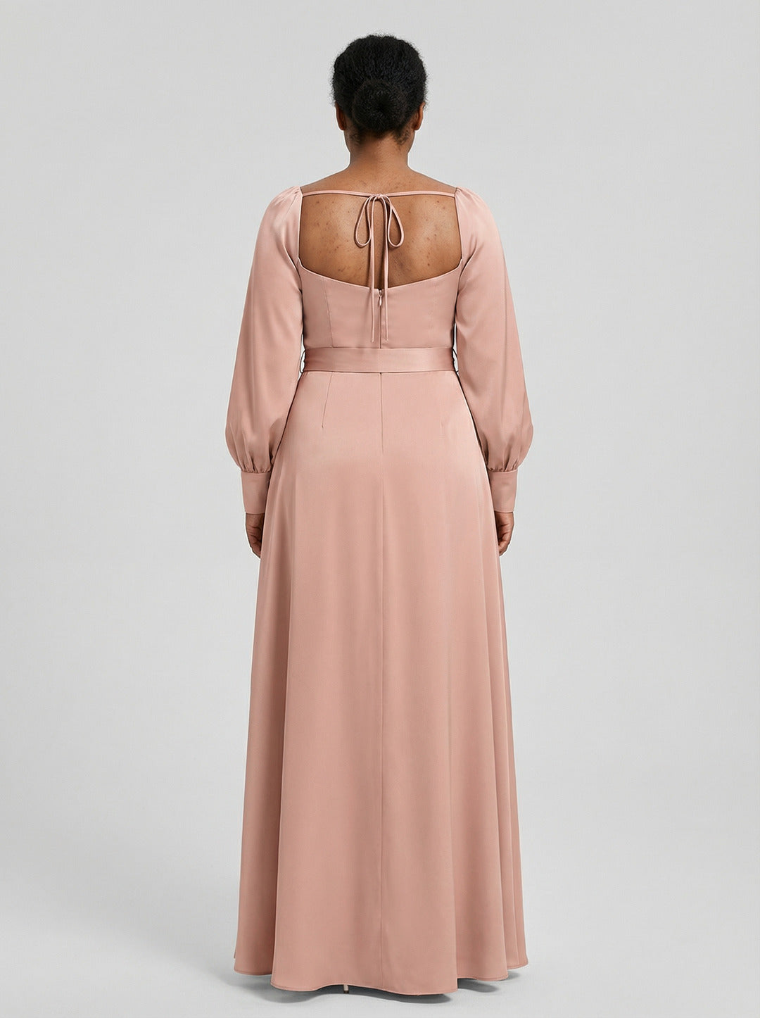 Coquette Dusty Rose Matte Satin A-Line Square Neck Back Zip Ankle-Length Plus Size Bridesmaid Dress