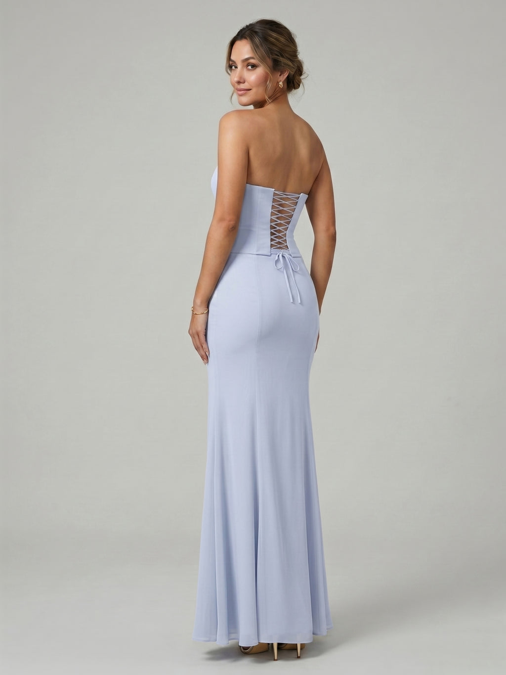 Coquette Mist Chiffon Trumpet Off-the-Shoulder Ankle-Length Bridesmaid Dress